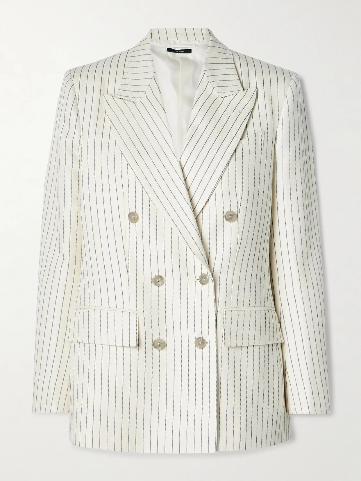 Double-breasted Pinstripe Wool-blend Twill Blazer - 1