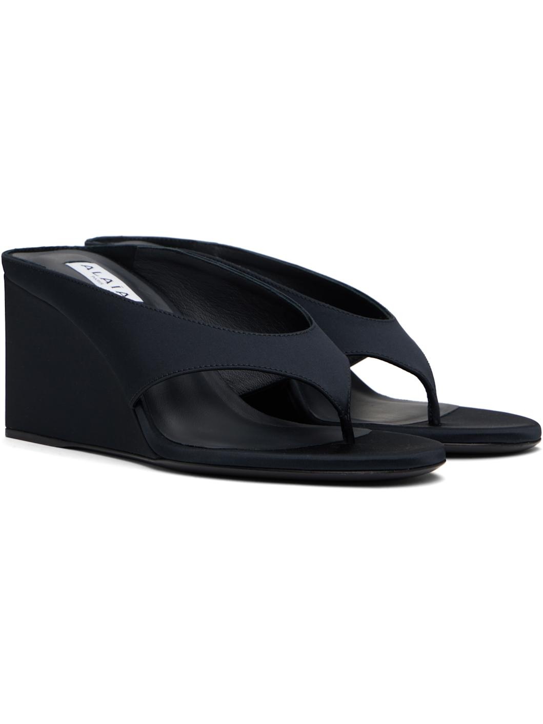 Black Cube Thong Mules - 4