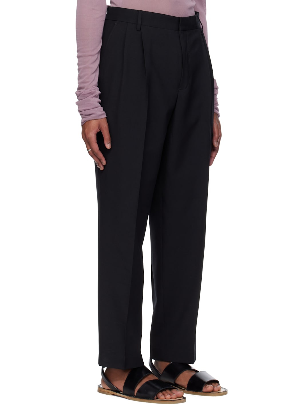 Black Wool Twill Trousers - 2