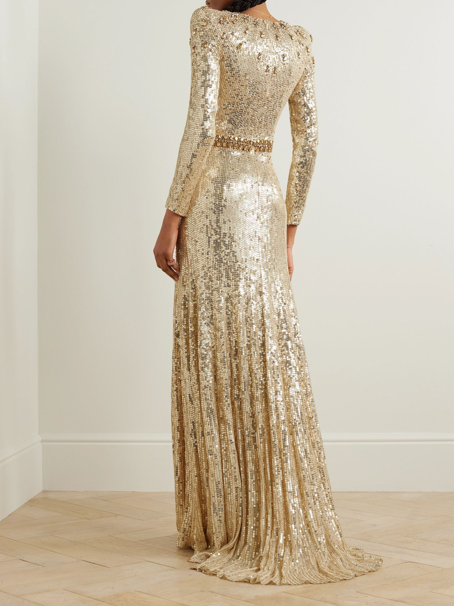 Georgia embellished sequined tulle gown Gold - 3