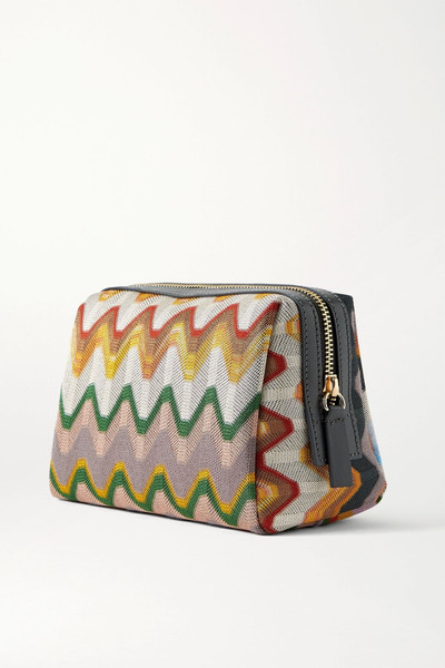 Missoni Leather-trimmed crochet-knit cosmetics case outlook