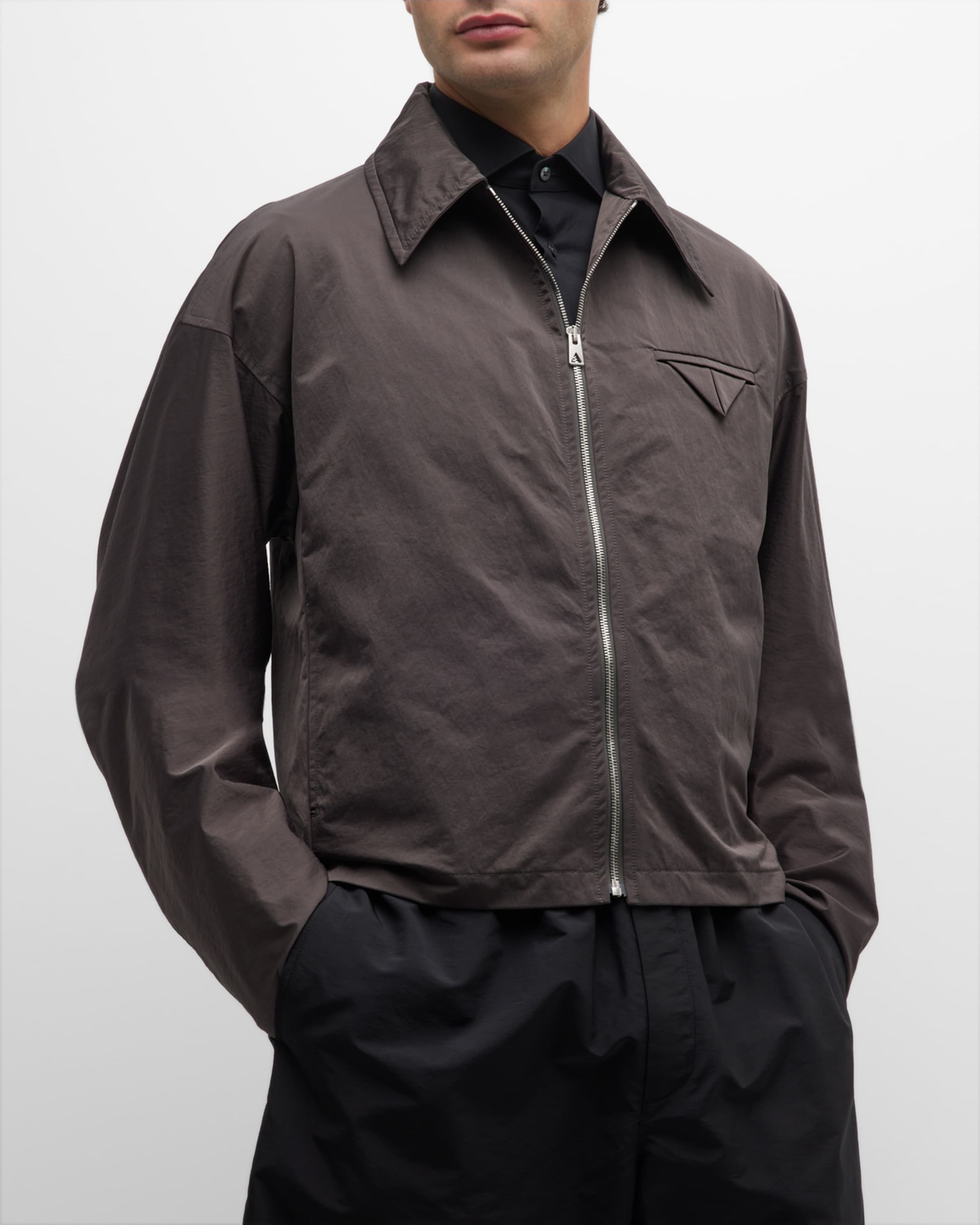 Bottega Veneta Men's Tech Nylon Zip Jacket | neimanmarcus