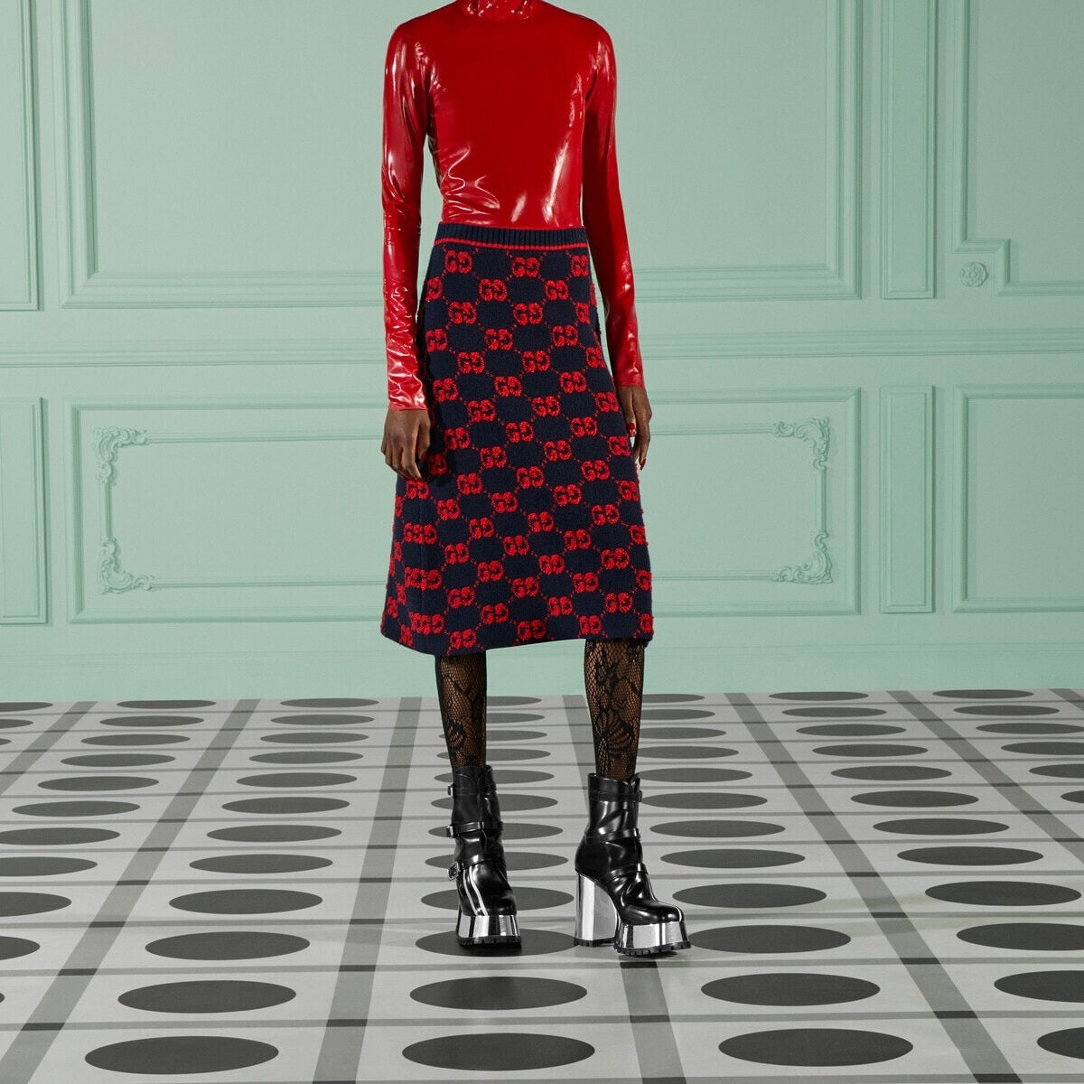 Gucci GG Wool Boucle Jacquard Skirt - 2