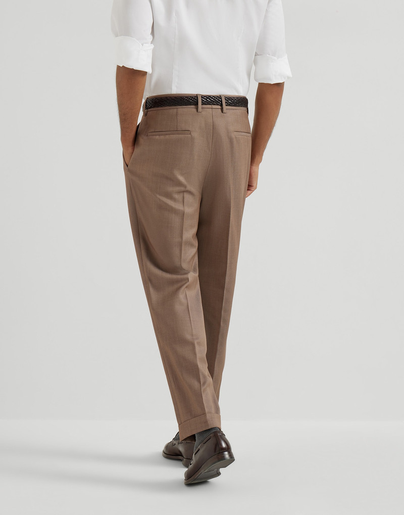 Brunello Cucinelli Wool denim leisure fit trousers with double pleats outlook