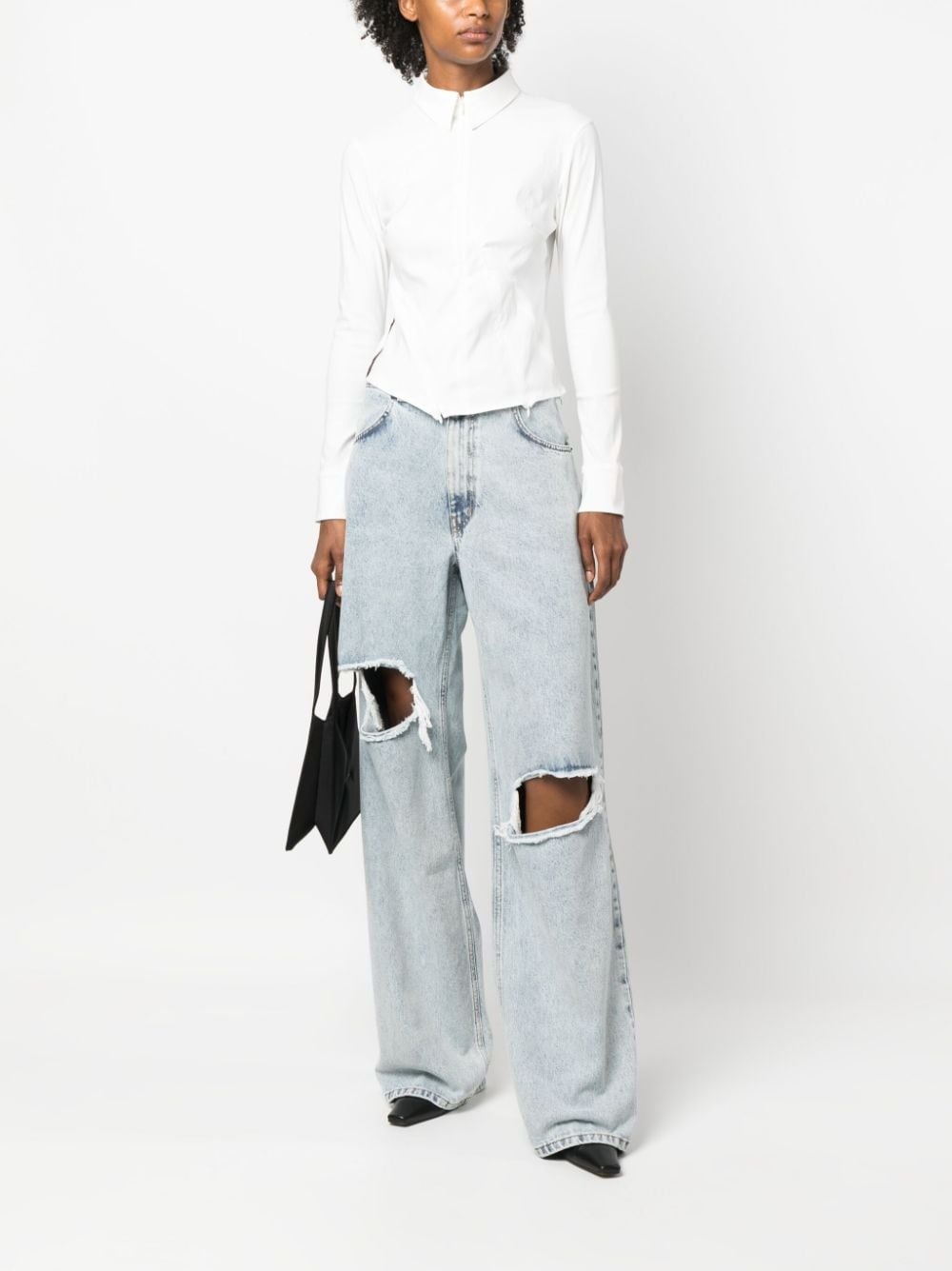 logo-patch corset-style shirt - 2