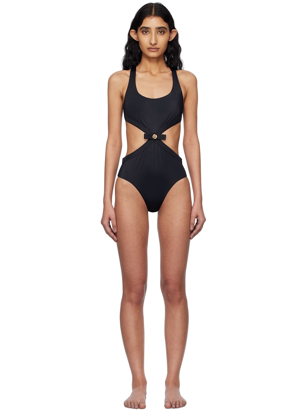 Black Gianni Ribbon Swimsuit - 1