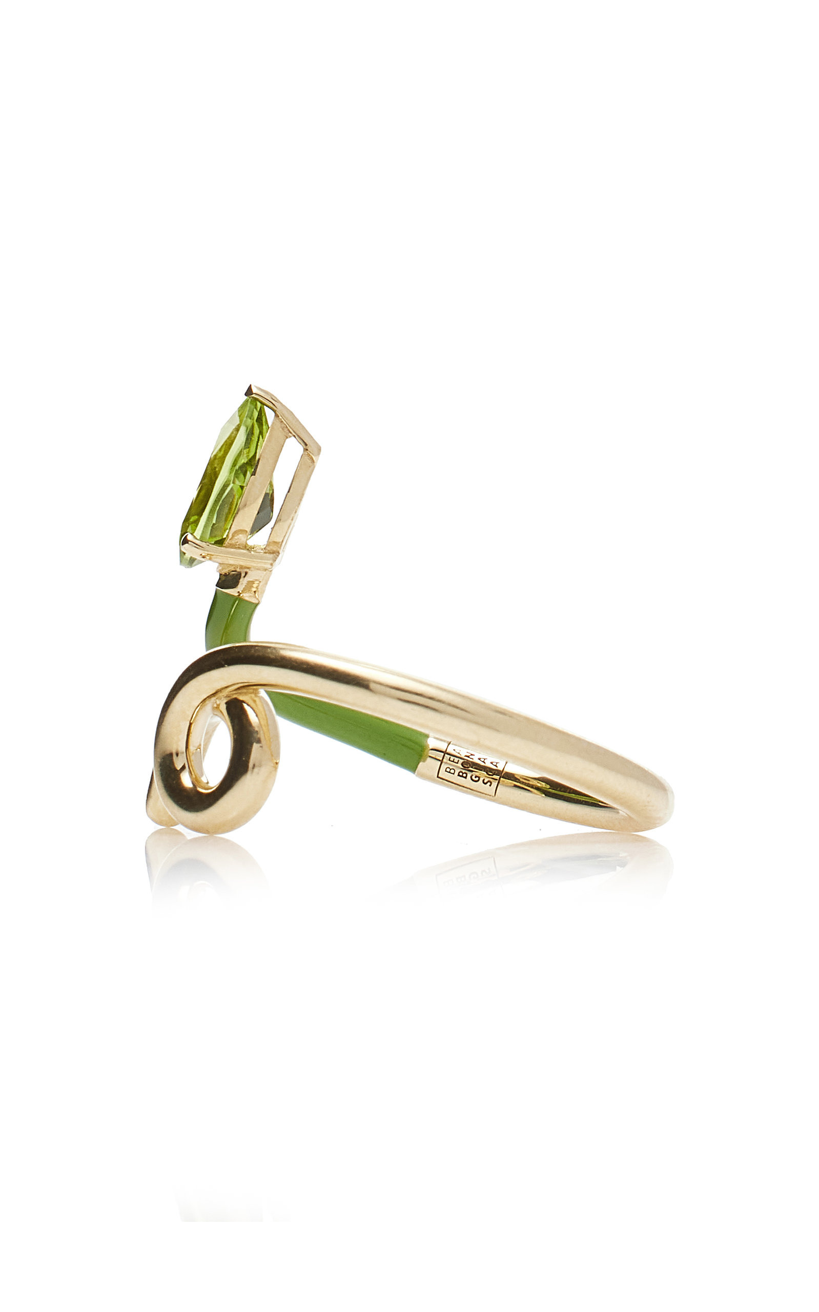Half 9K Peridot, And Enamel Ring green - 4