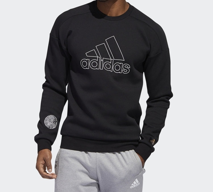 adidas Logo Printing Sports Pullover Black FU6222 - 3
