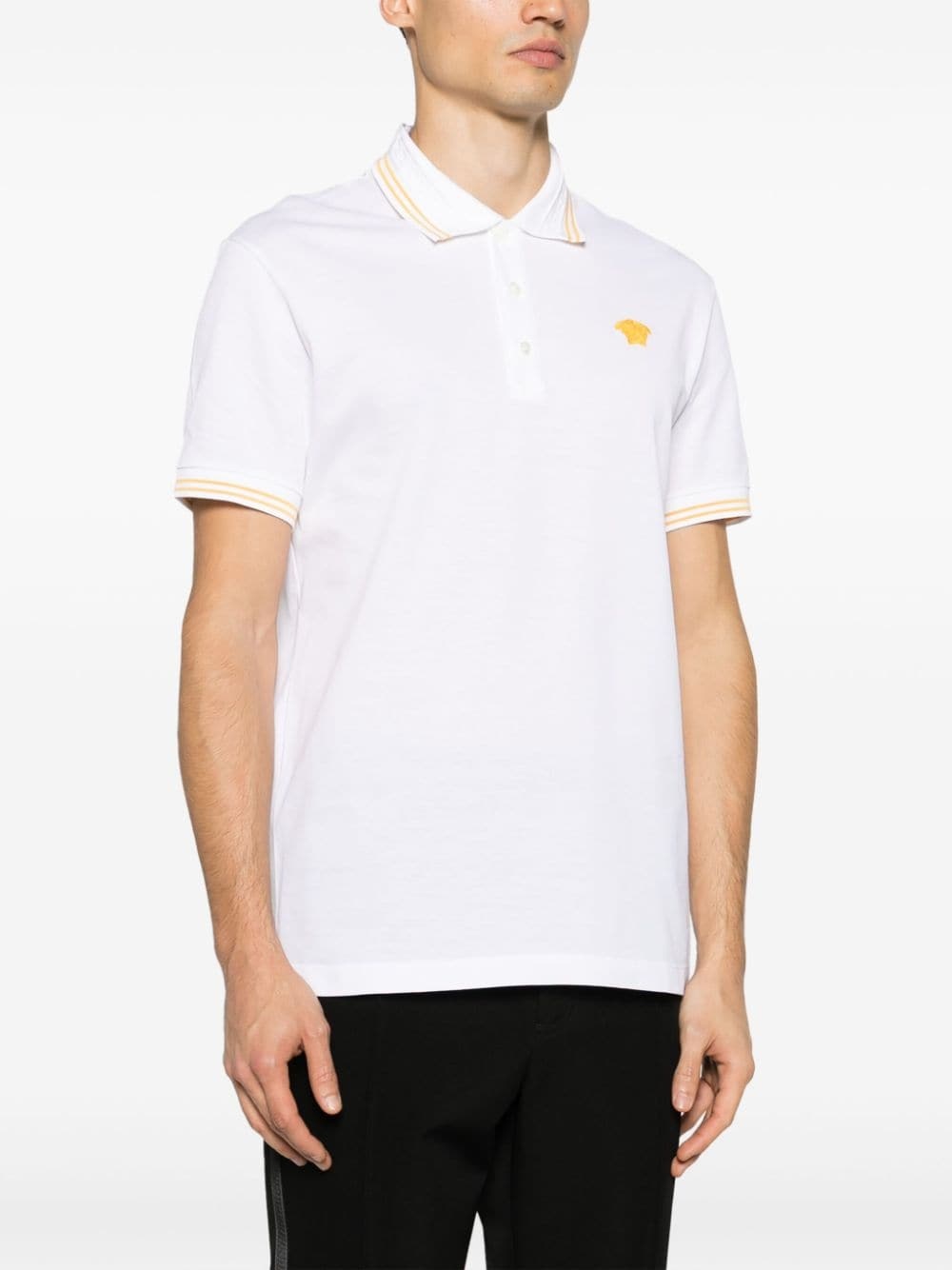 Medusa Head-embroidered cotton polo shirt - 3