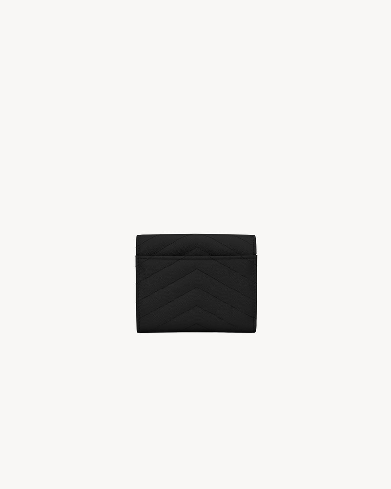 SAINT LAURENT CASSANDRE MATELASSÉ COMPACT TRI FOLD WALLET IN GRAIN DE POUDRE LEATHER outlook
