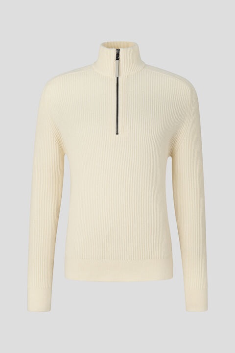 Darvin Half-zip knitted pullover in Off-white - 1