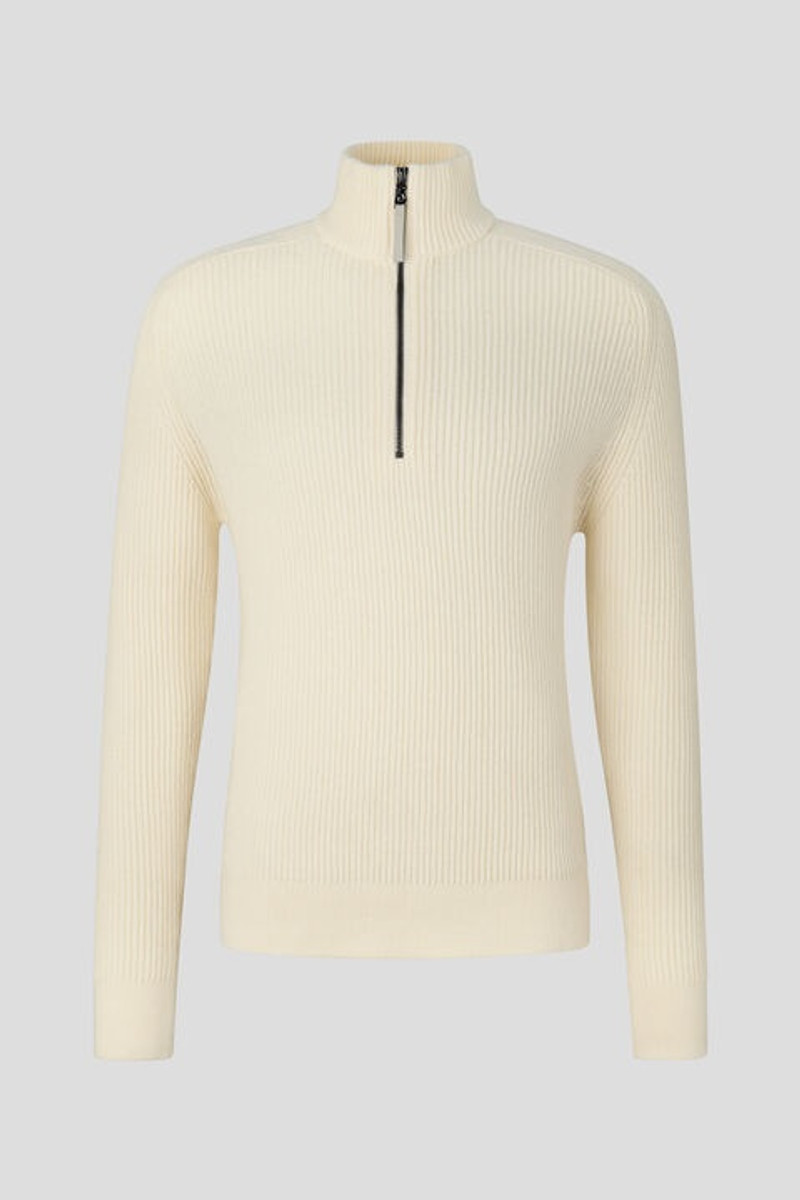 Darvin Half-zip knitted pullover in Off-white 1