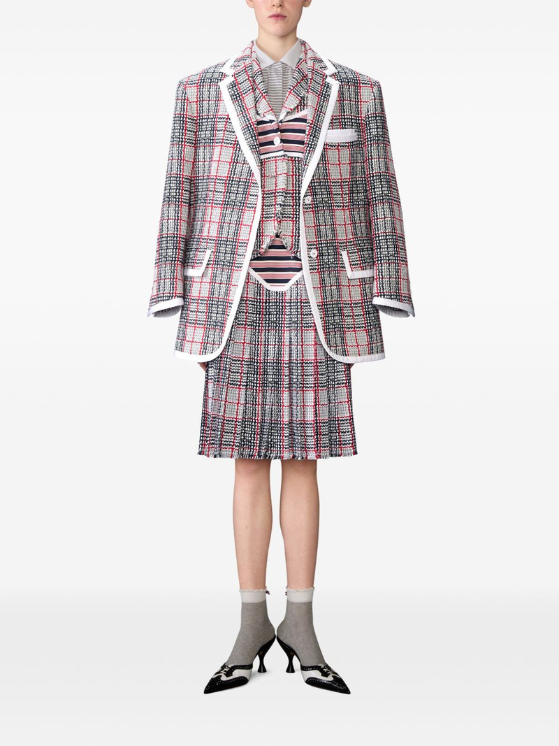 Thom Browne 4-bar striped poplin polo top outlook
