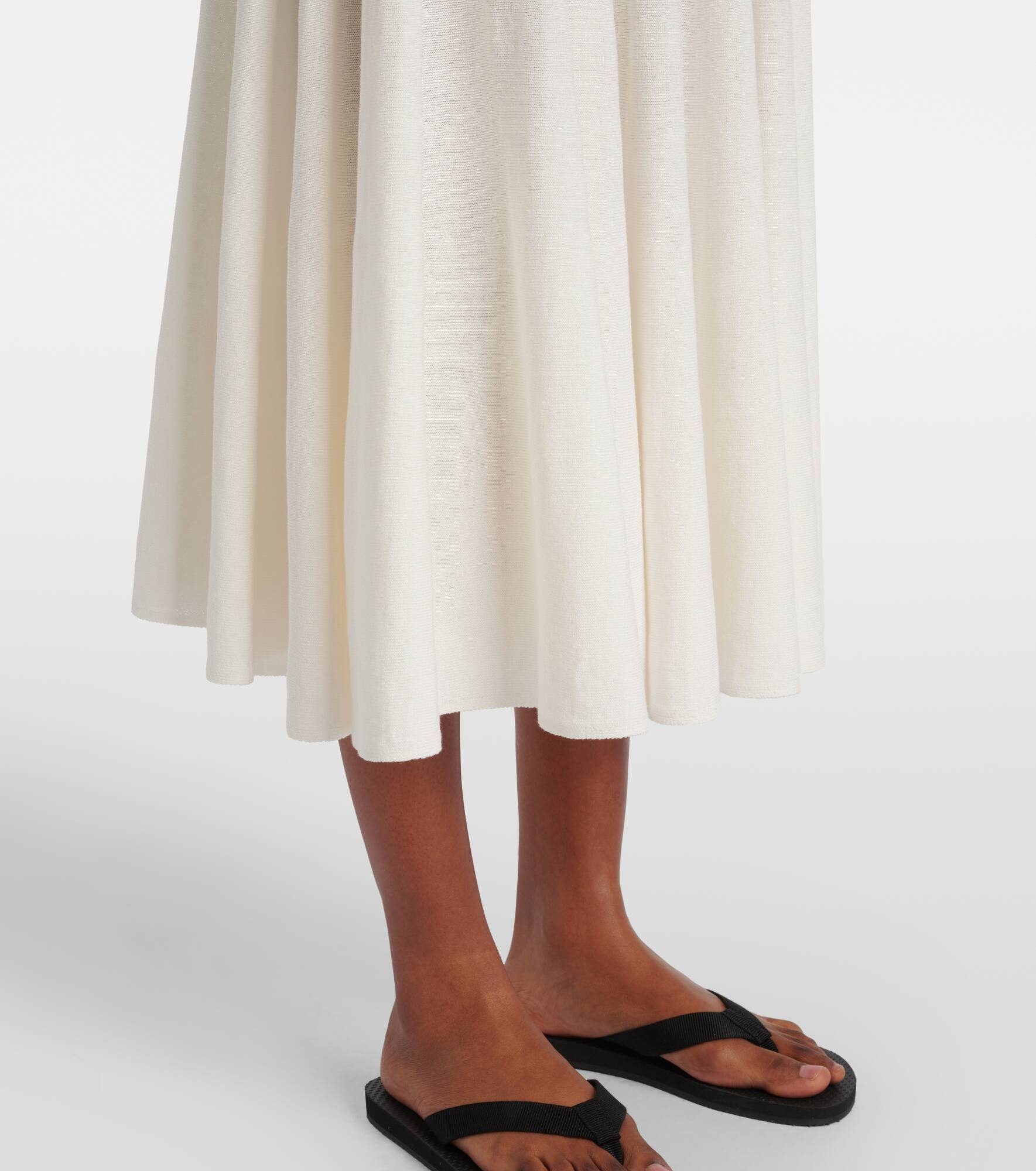 Jaliah cotton and linen-blend midi skirt - 5