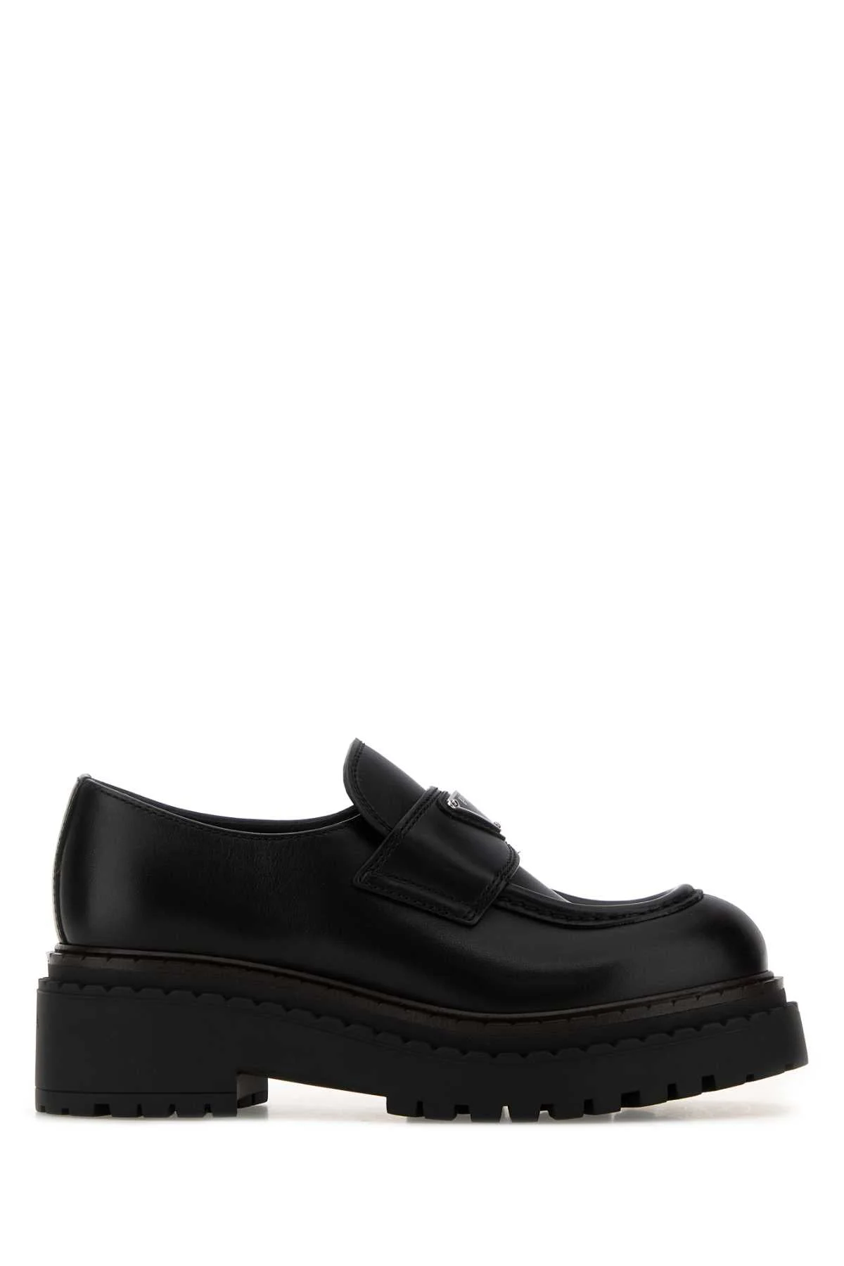 Prada Women Black Leather Loafers - 1