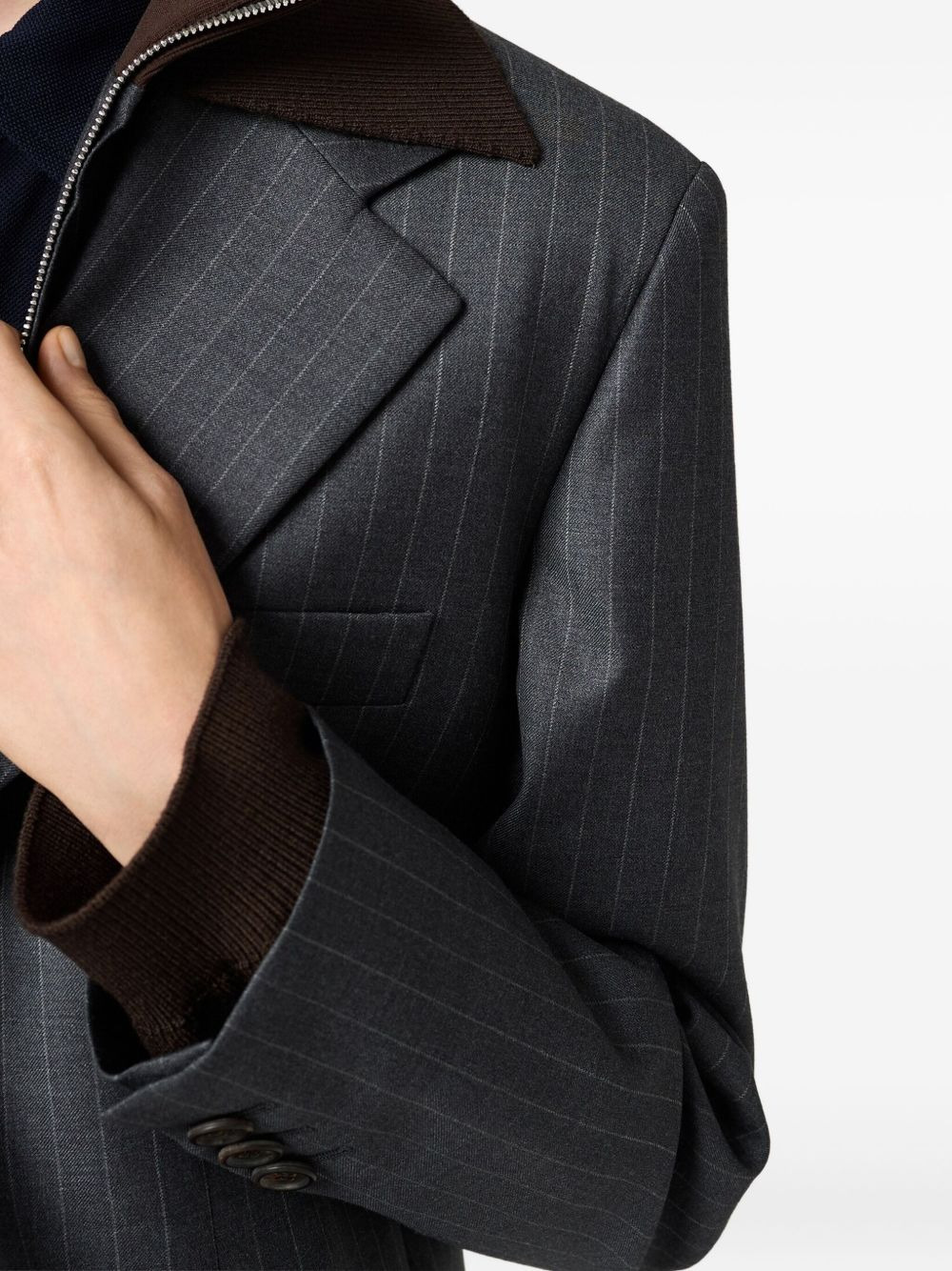 pinstripe lapel jacket - 4