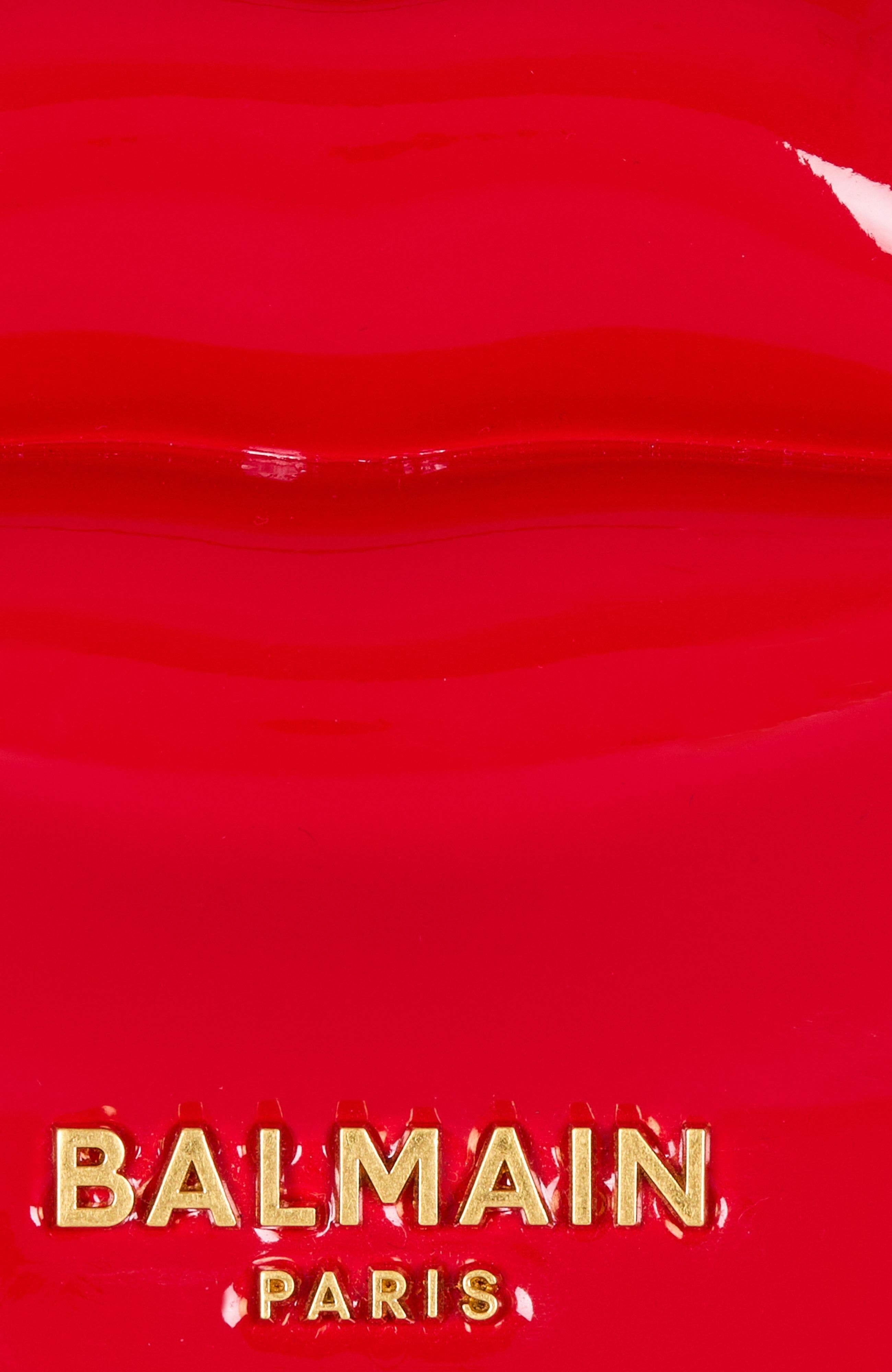 Balmain Medium Jolie Madame Lips Patent Top Handle Bag in Red at Nordstrom - 7