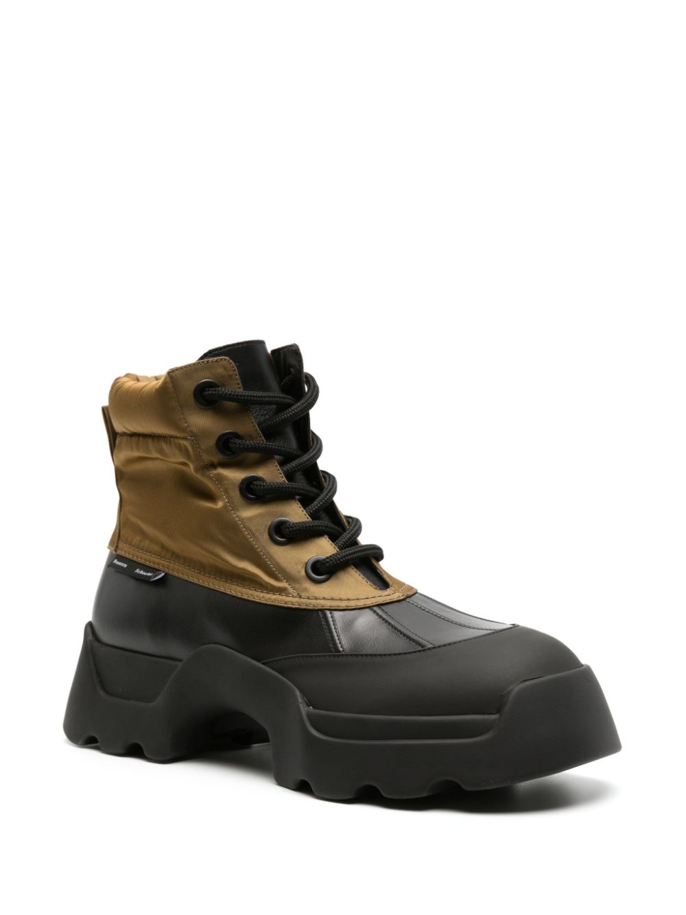 colour-block panelled combat boots - 2