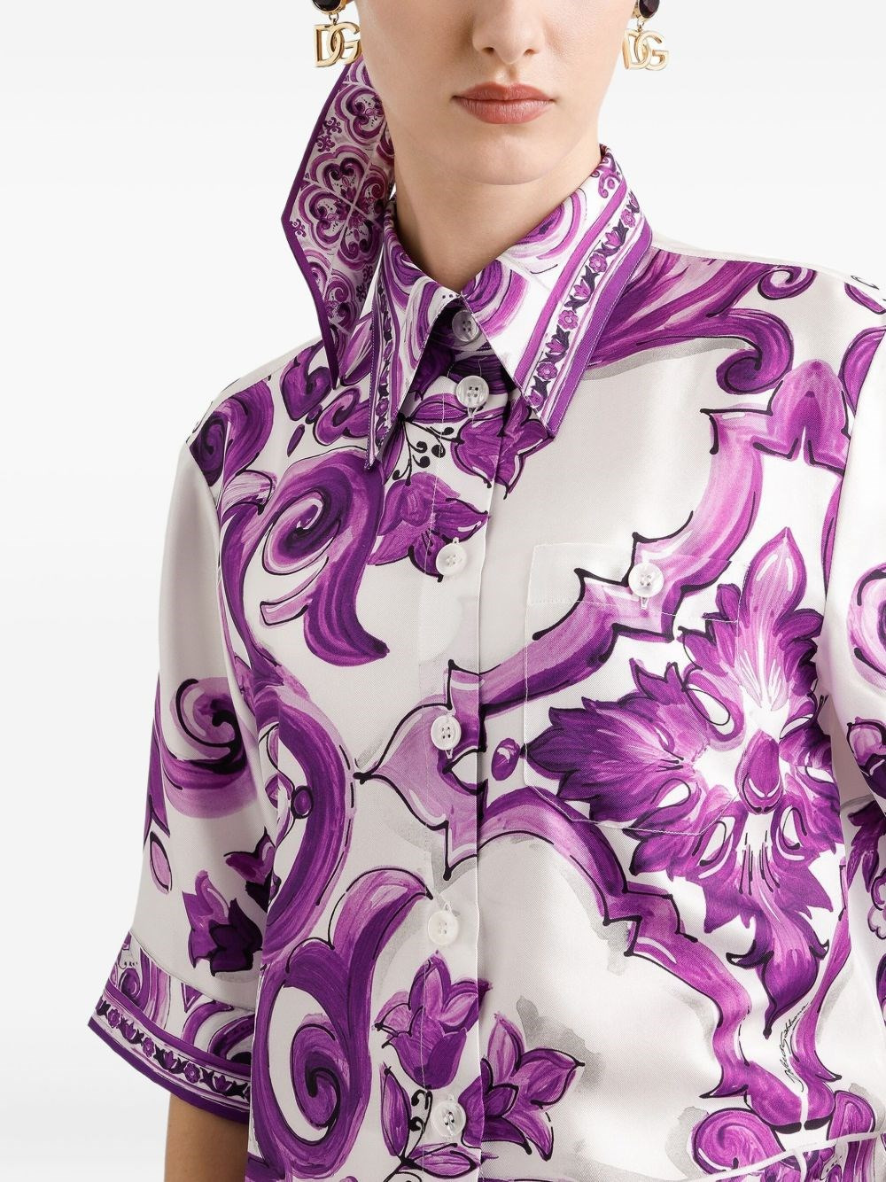 Silk shirt with maiolica print - 3