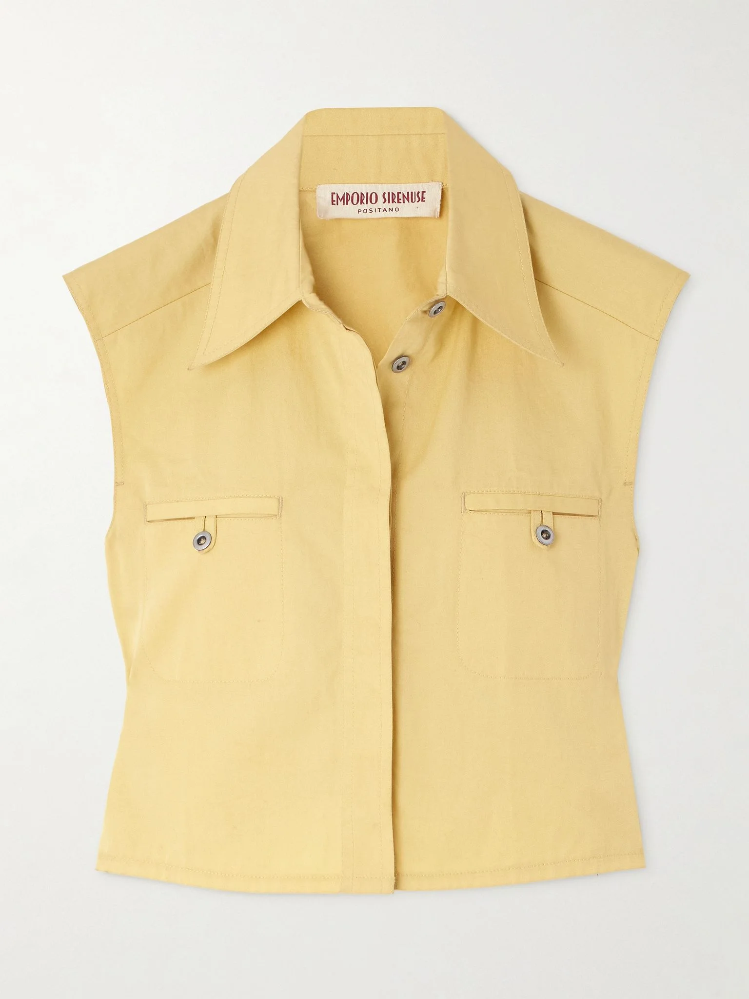 Caterina cropped cotton-twill top Yellow - 1
