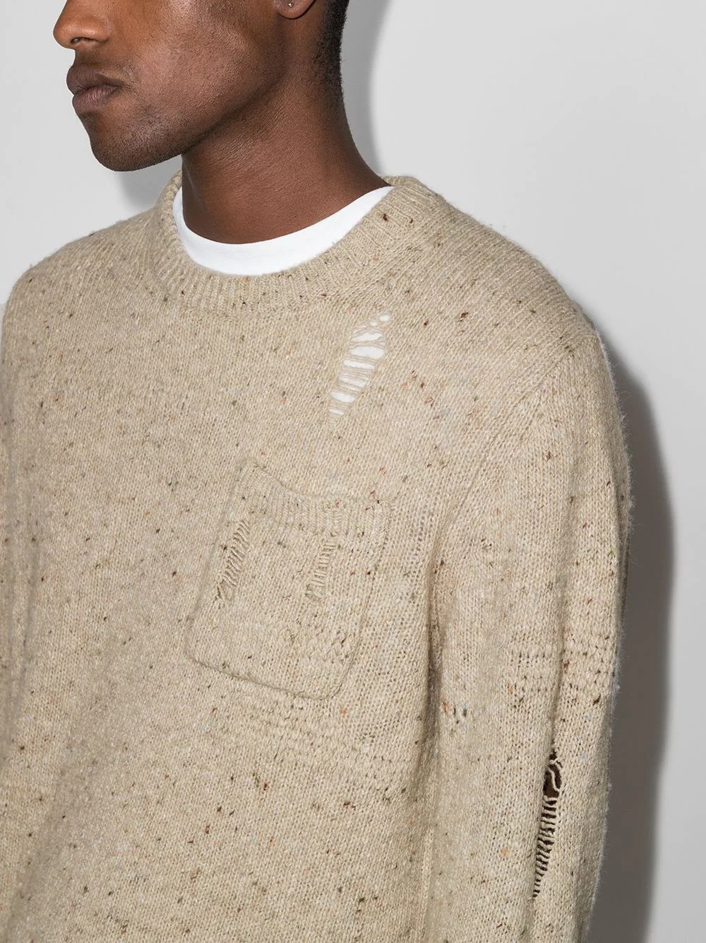 distressed crewneck knitted jumper - 4