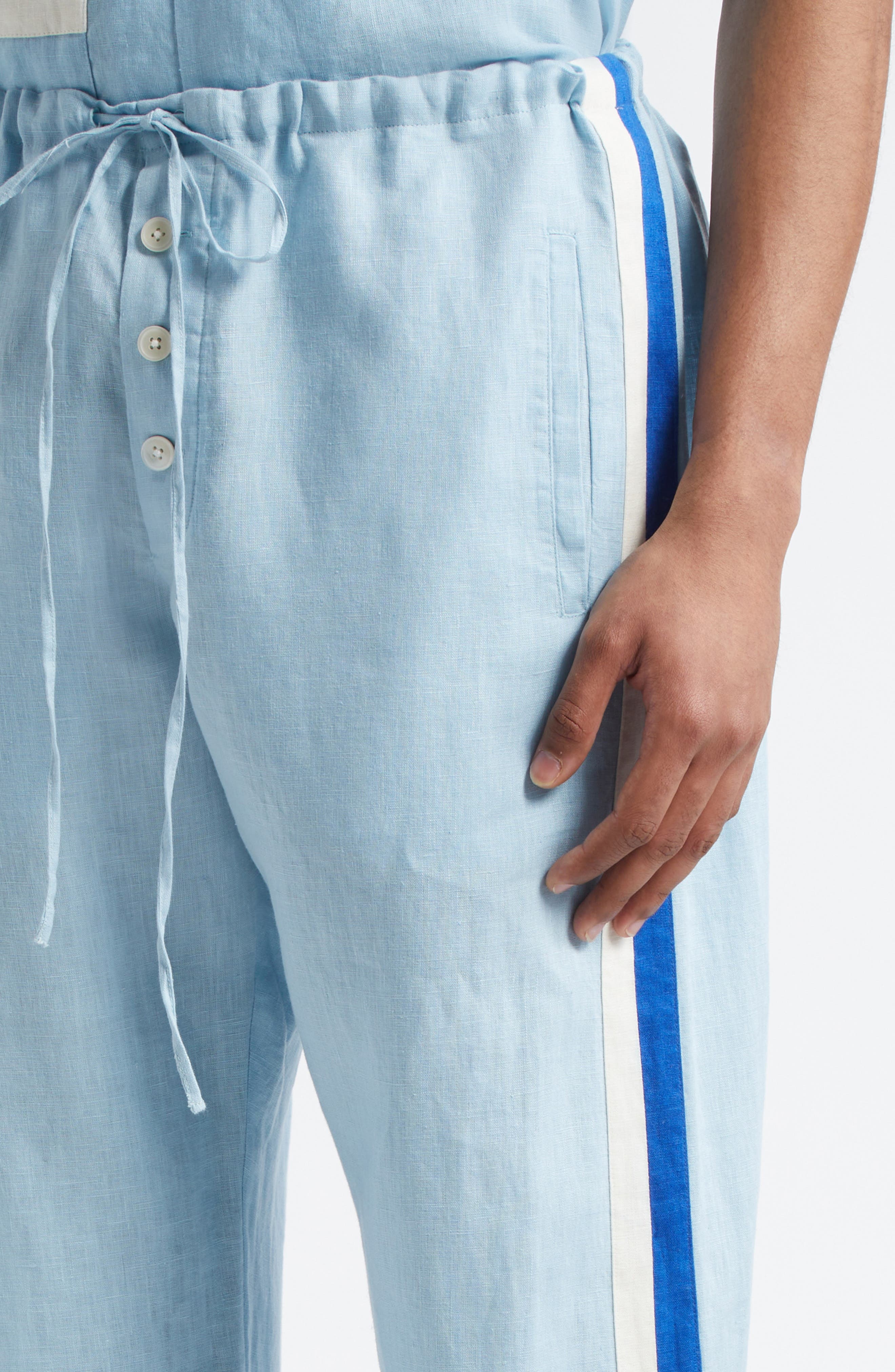 Bode Seedling Stripe Pajama Pants in White/Blue at Nordstrom - 5