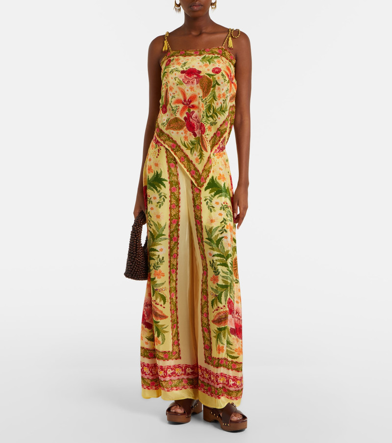 FARM RIO Stitched Garden floral wide-leg pants outlook