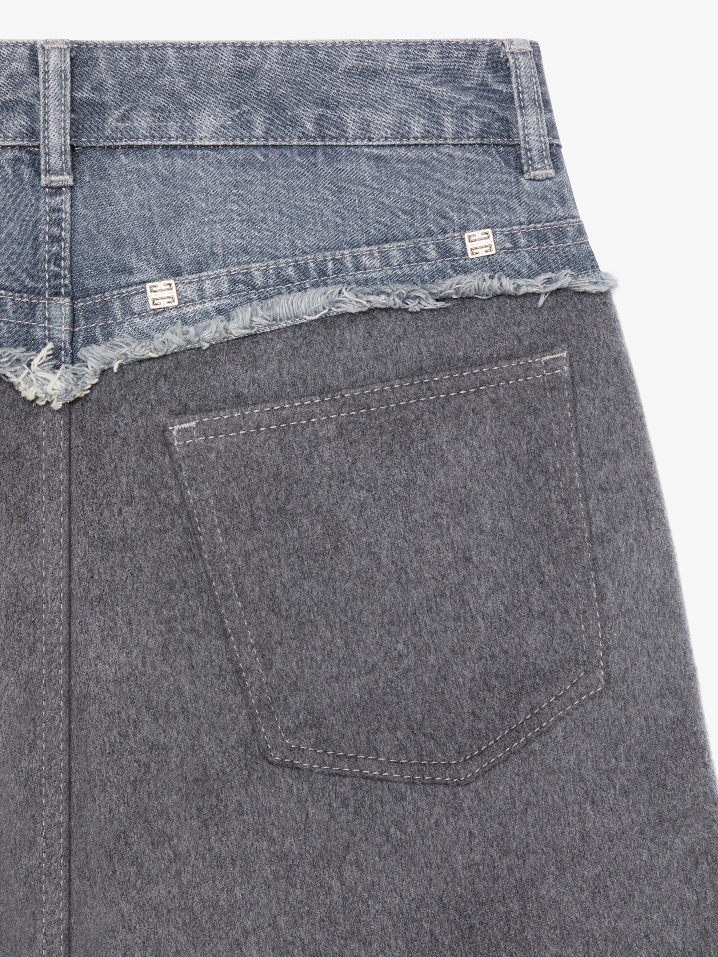 OVERSIZED JEANS IN MIXED DENIM AND FLANNEL - 5