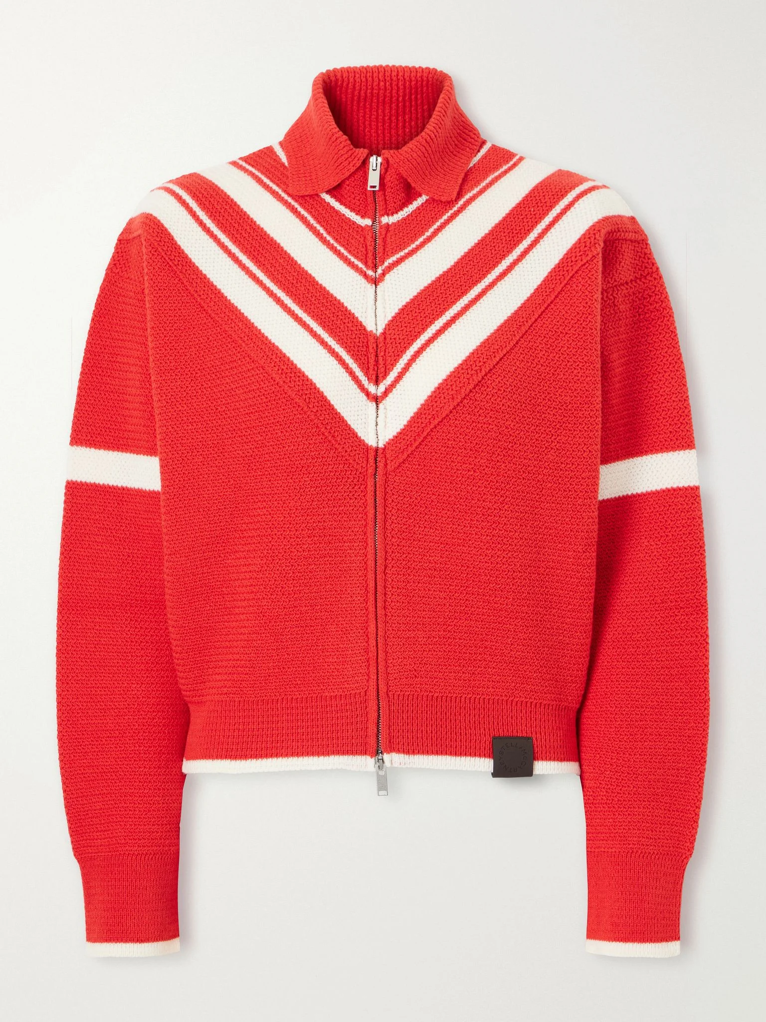 Striped wool zip-up cardigan Red - 1
