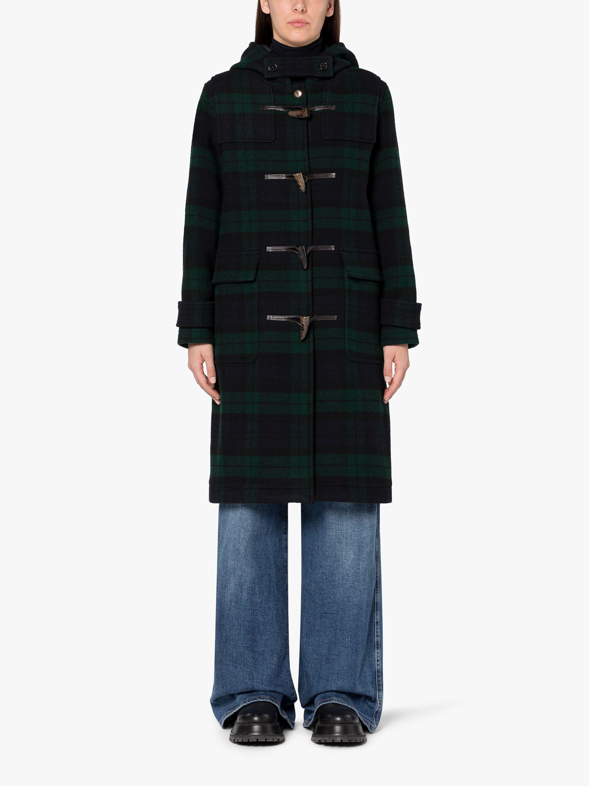 INVERALLAN BLACK WATCH WOOL DUFFLE COAT - 3