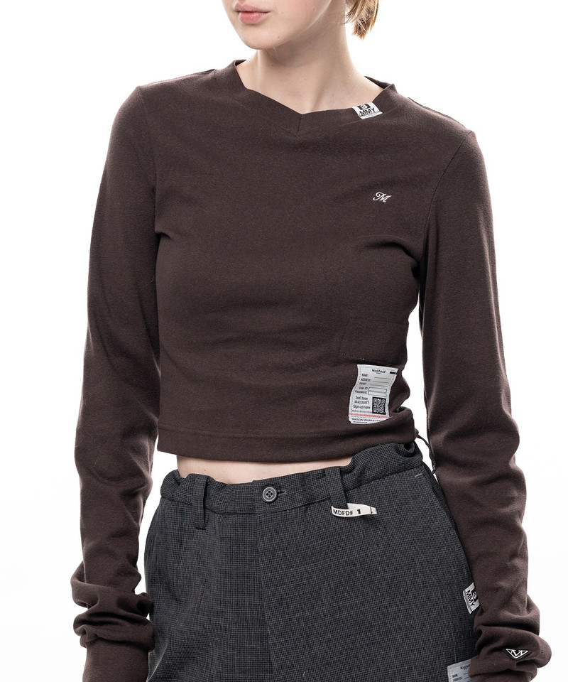 V-Neck Cropped Long Sleeve T-Shirt 21