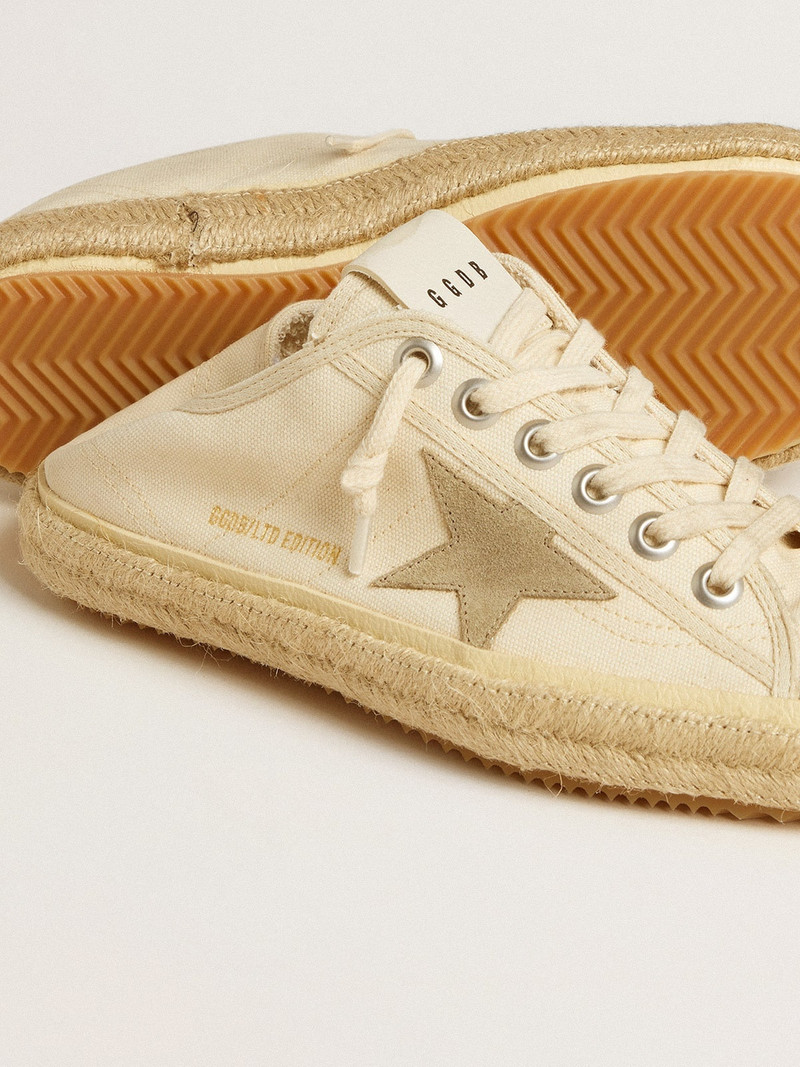 Women's V-Star Sabot in canvas with beige suede star 4