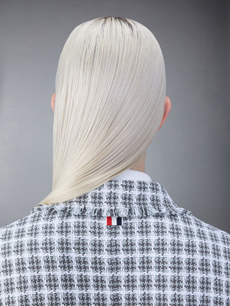 Check Summer Tweed Fray Wide Lapel Overcoat 6