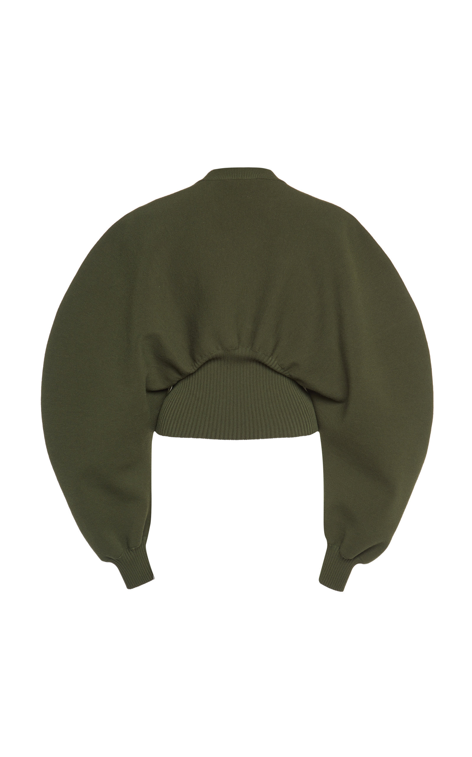 Ribbed-Trim Wool Knit Sweater green - 3