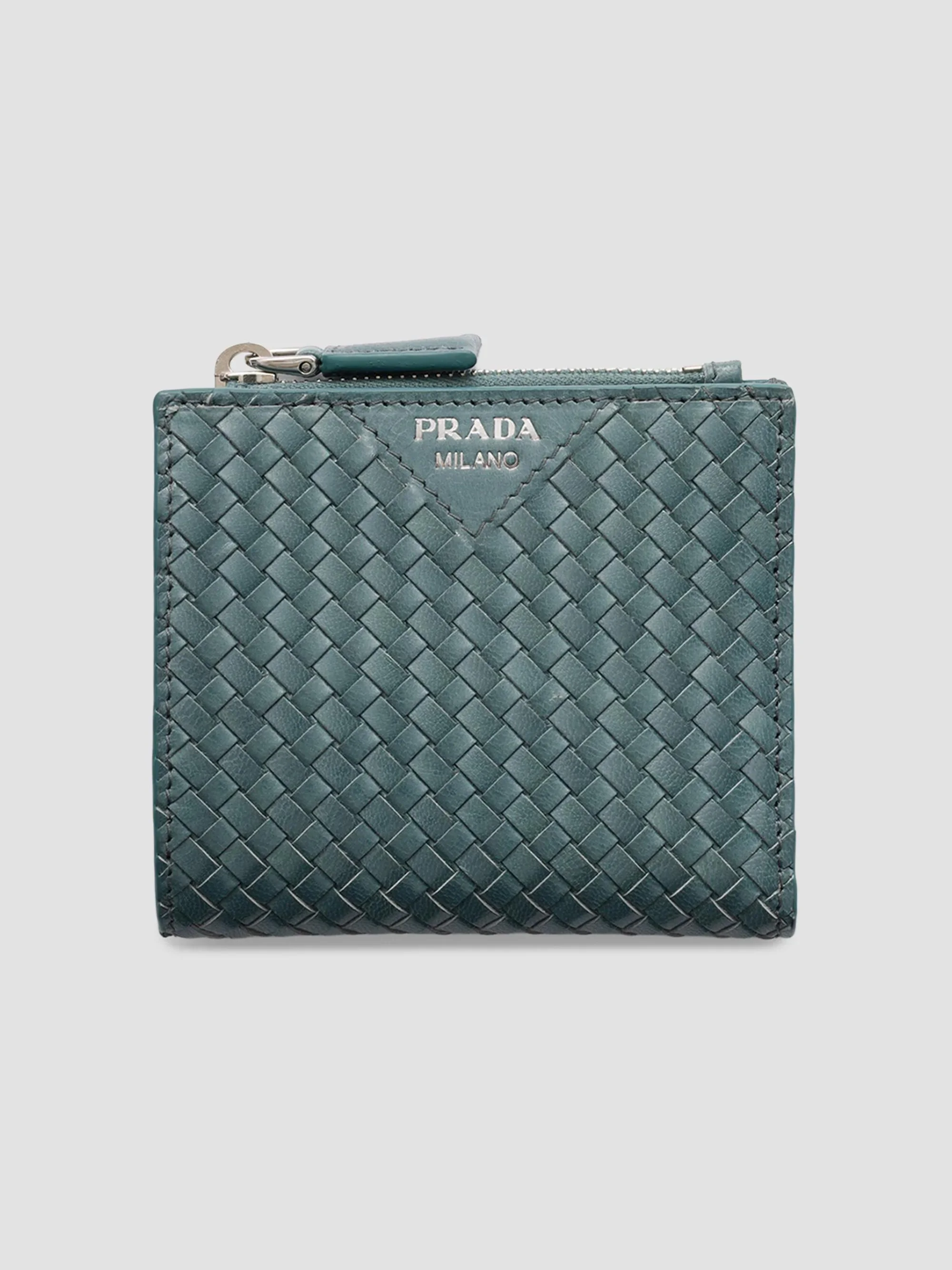 Men's Small Leather Wallet - Light Blue - 1