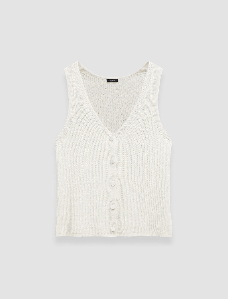 Linen Cotton Knitted Vest - 1