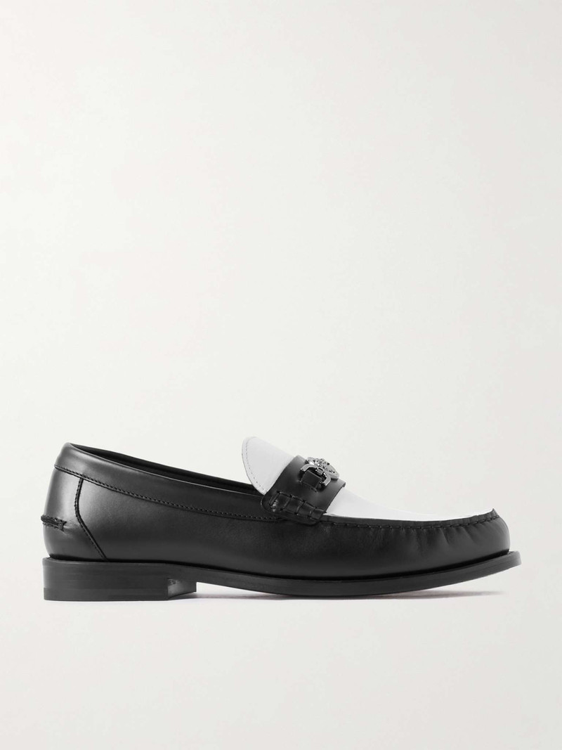 Horsebit-Embellished 두 톤 가죽 Loafers 1
