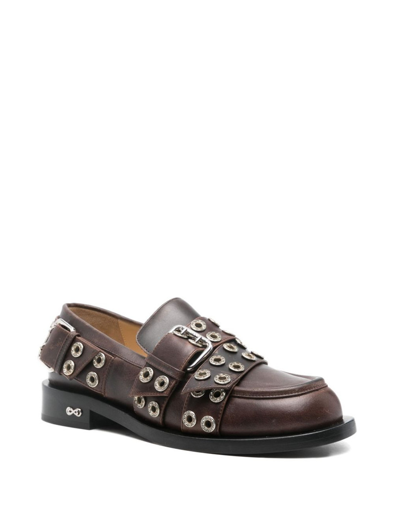 MACH & MACH buckle-belt leather loafers outlook