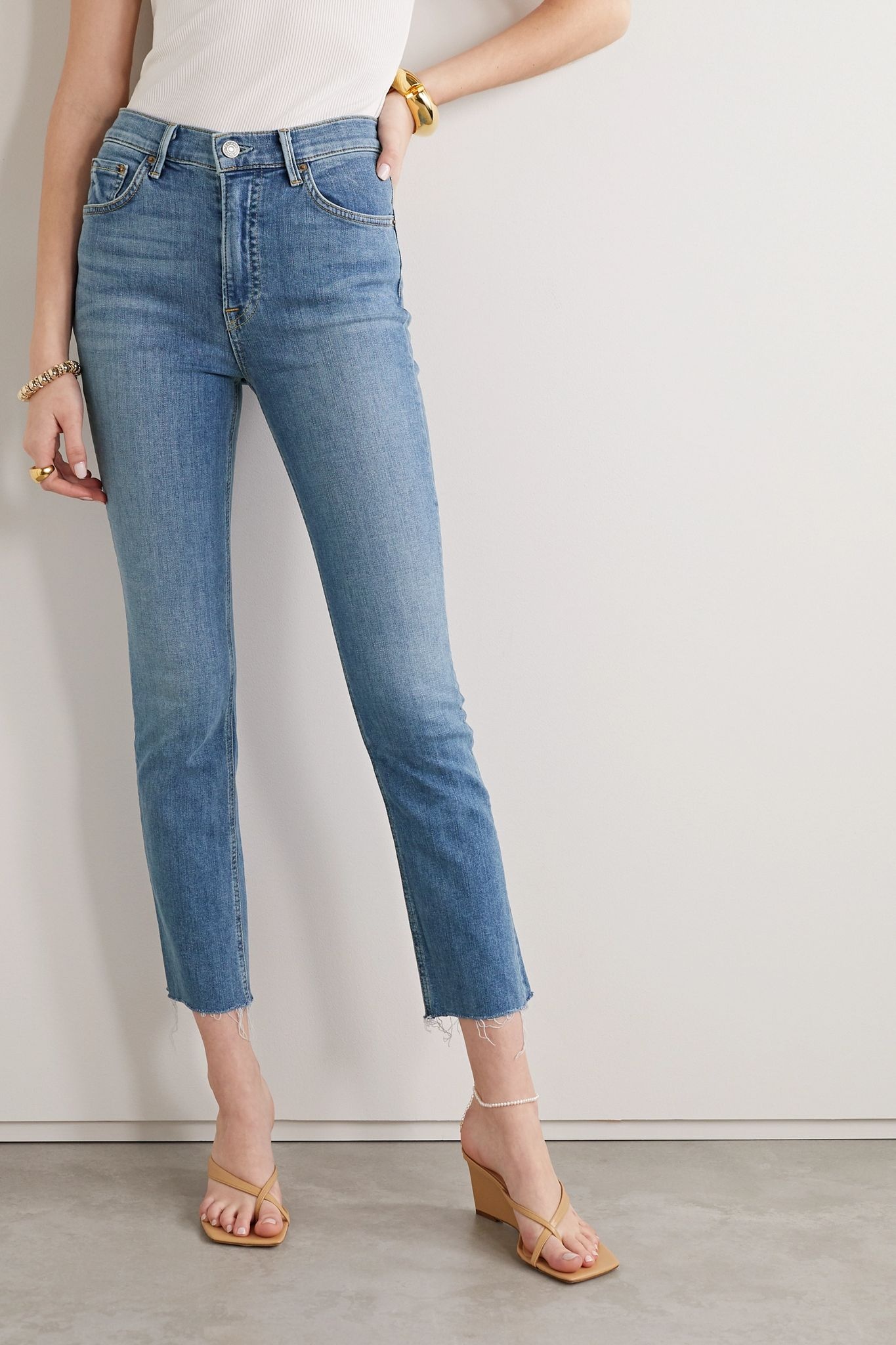 Reed frayed cropped high-rise slim-fit jeans - 3