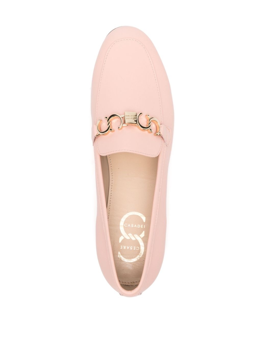 logo plaque leather loafers - 4