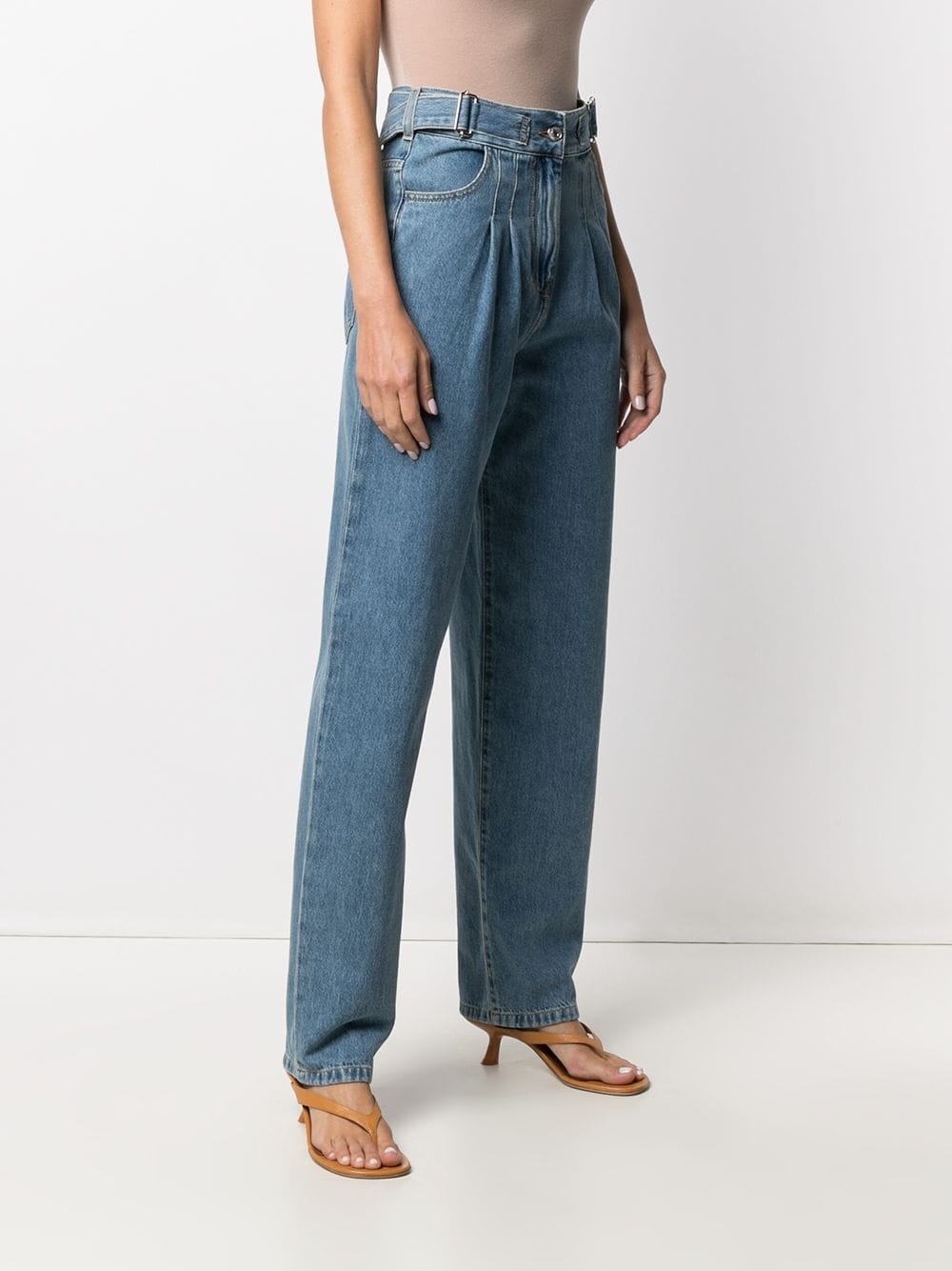 pleat-detail straight-leg jeans - 3