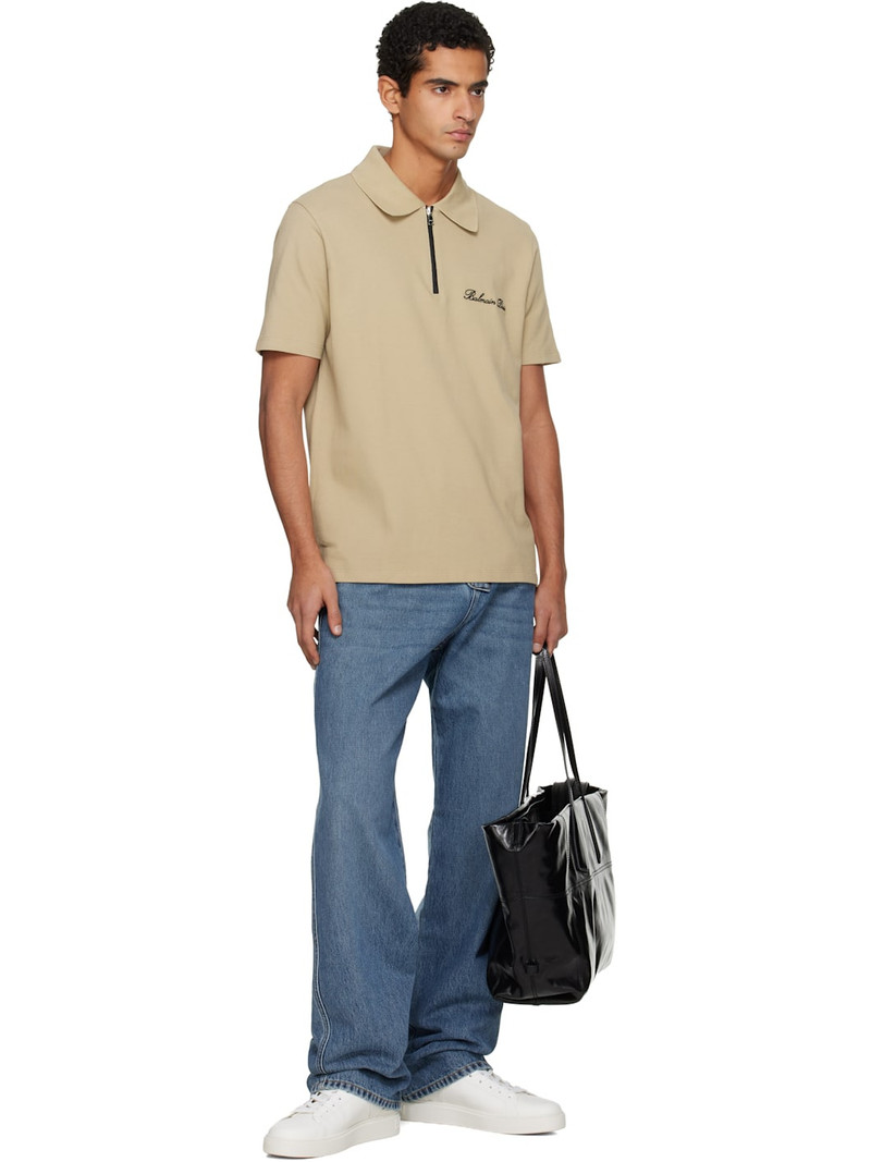 Balmain Beige Short-Sleeved Embroidery Polo outlook