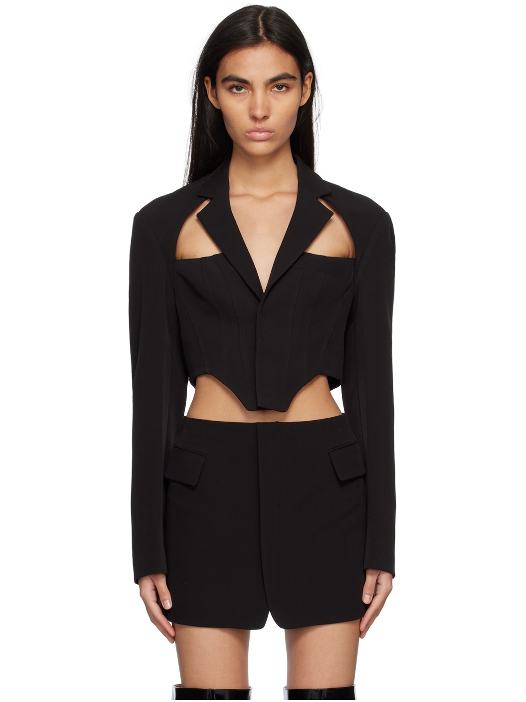 Black Cutout Blazer - 1