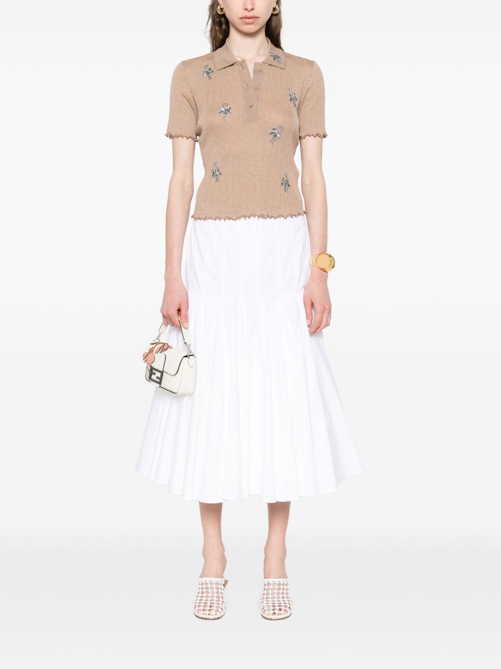 short-sleeve cropped polo top - 2