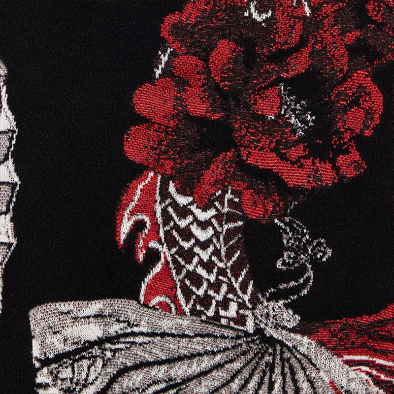 Mini Dress With Floral And Dragon Pattern 5