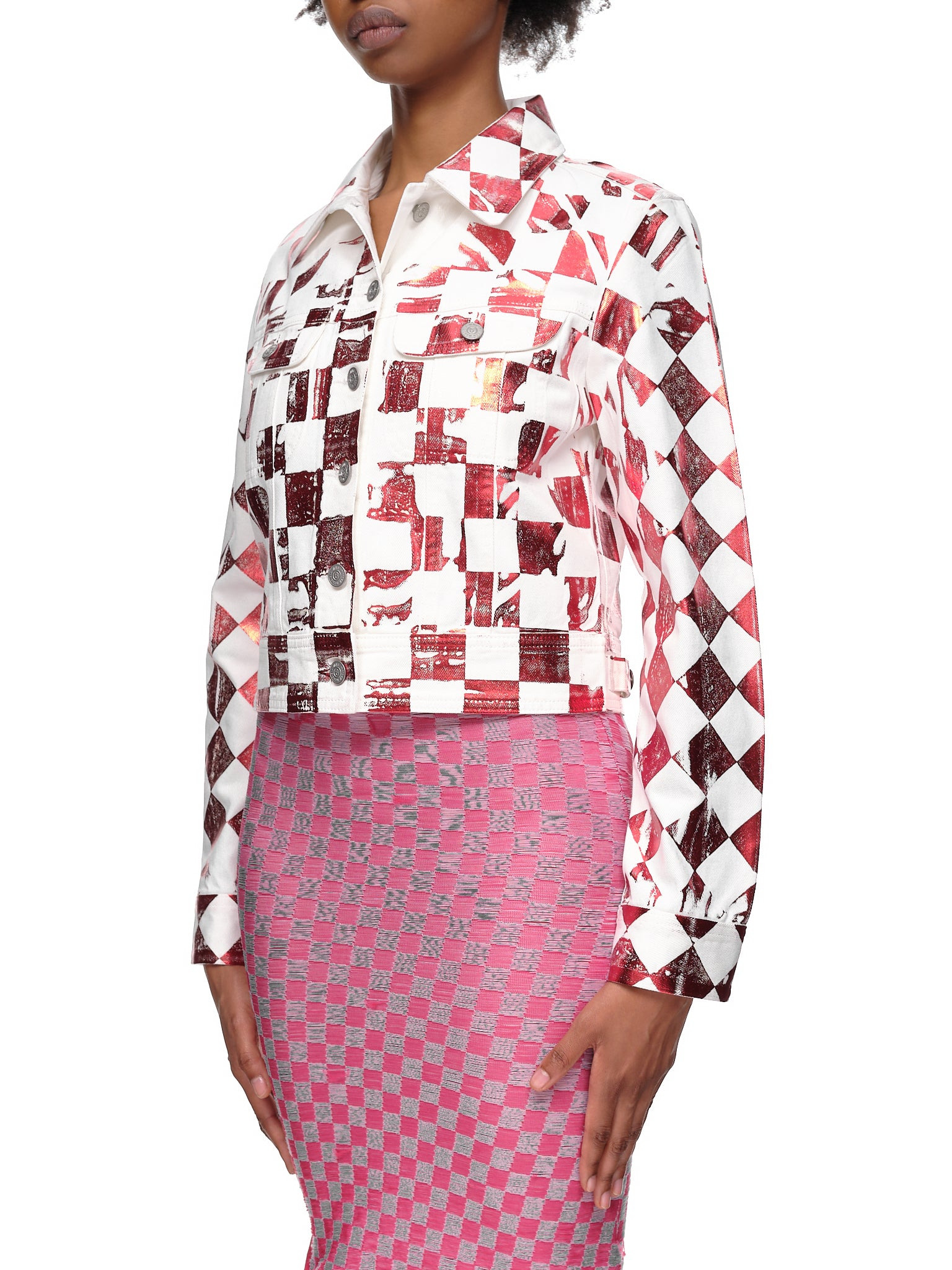 Check Print Denim Jacket - 2