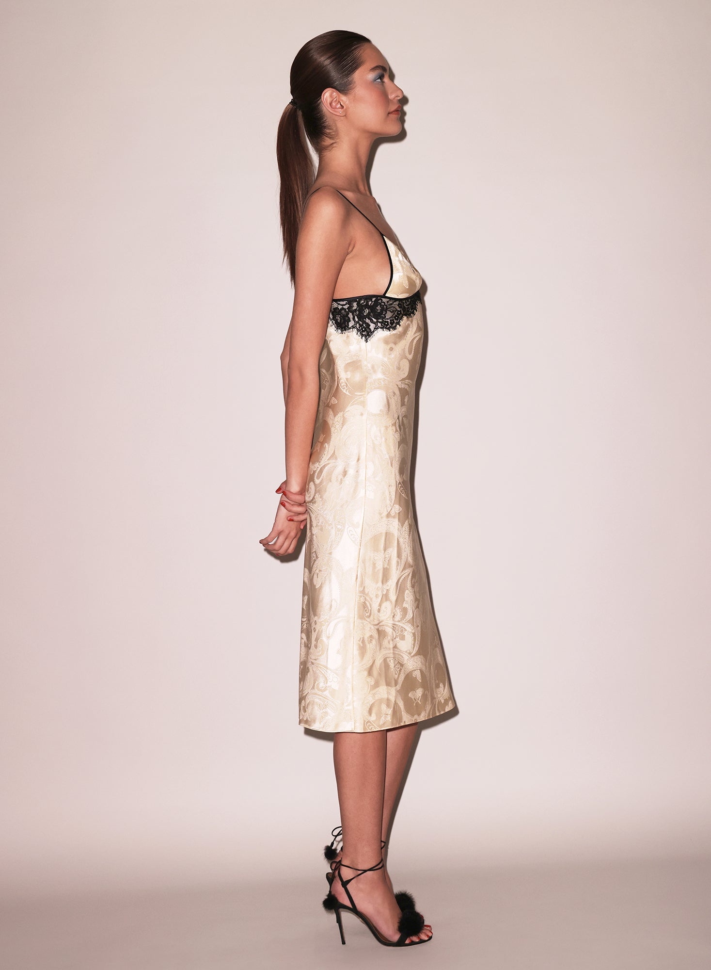 Butterfly Jacquard Slip Dress - 4
