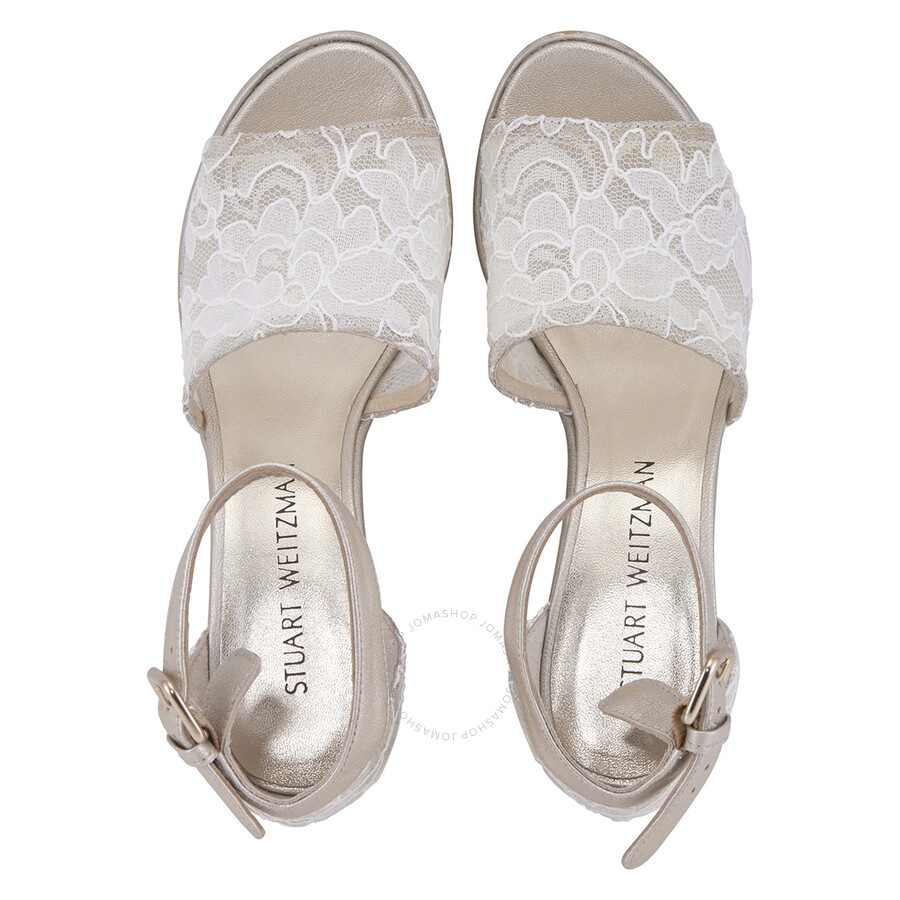 Open Box - Stuart Weitzman Vienna Lace 75 Wedge Sandals, Brand Size 36 (US Size 5.5) - 3