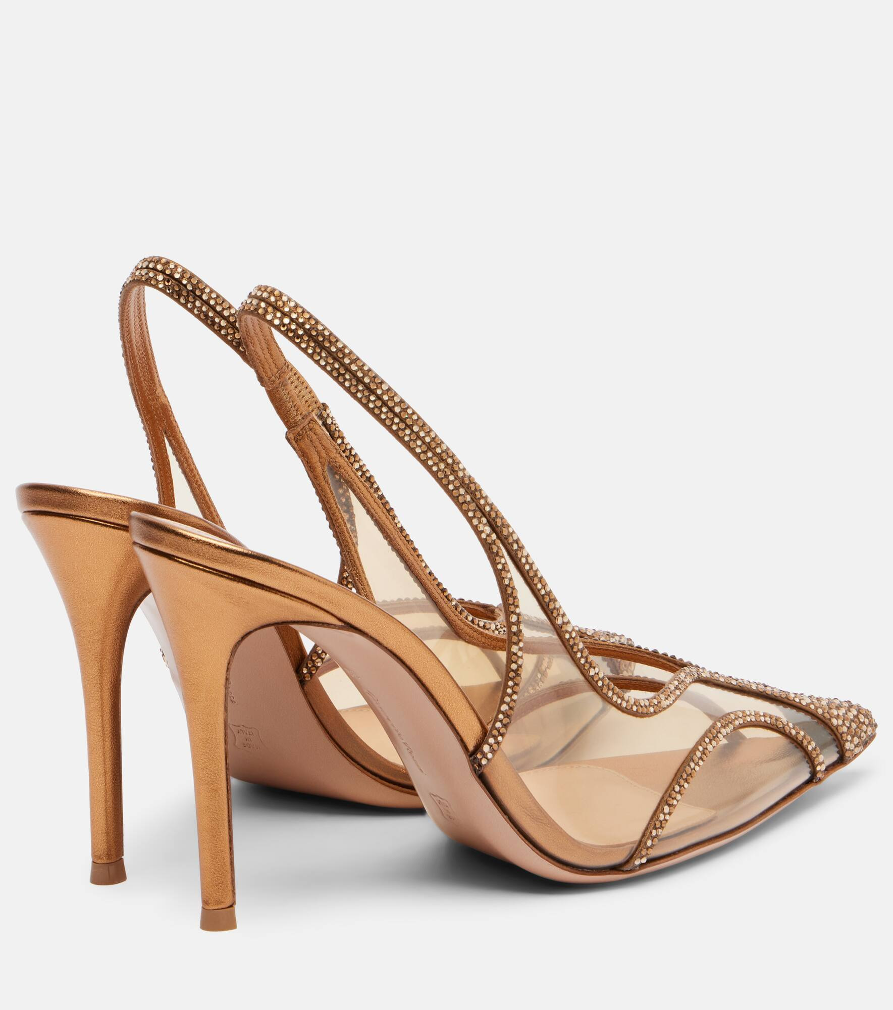 Diana 95 leather-trimmed PU slingback pumps - 2