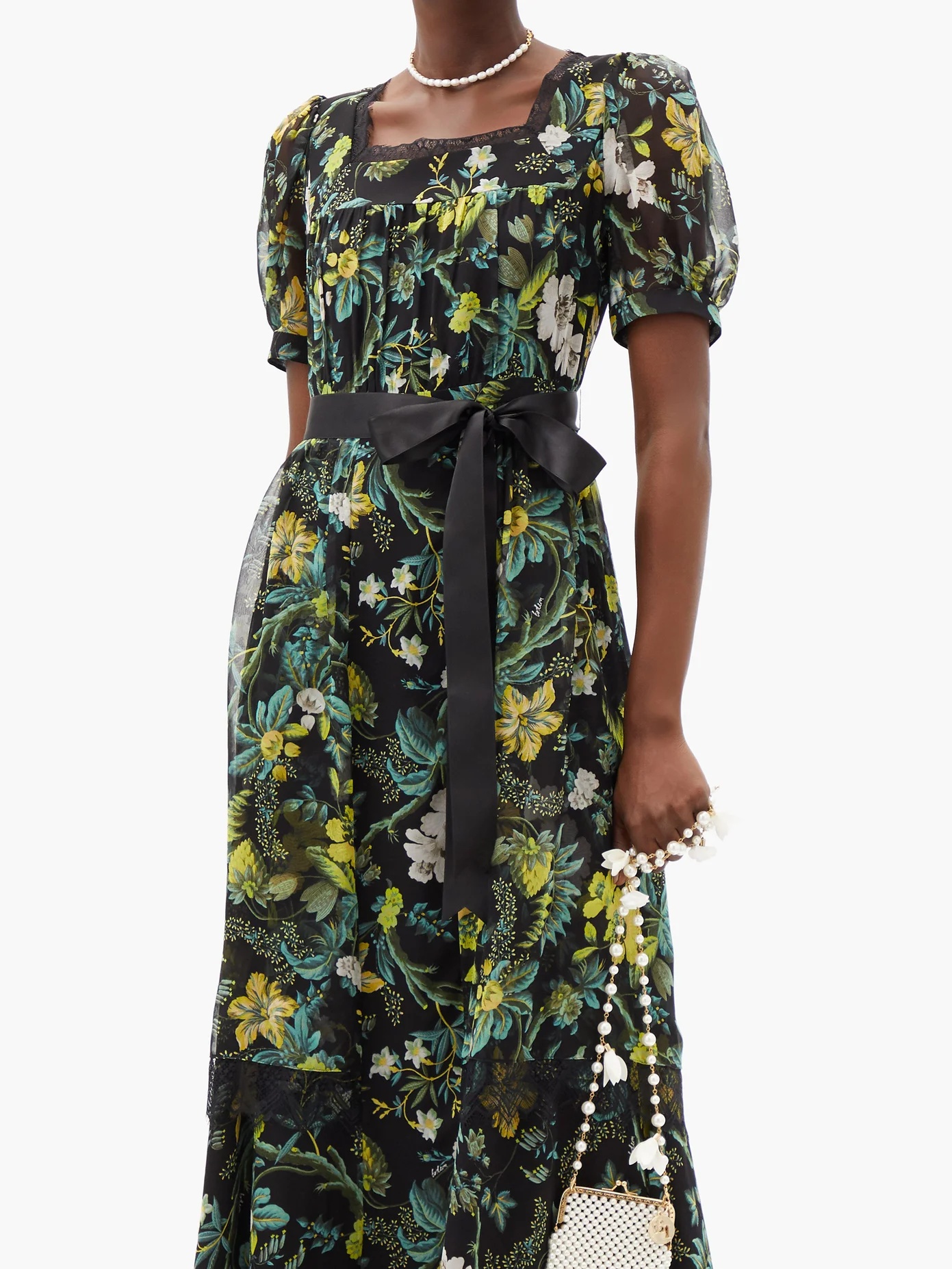 Florencia Ashcombe Forest-print silk gown - 6